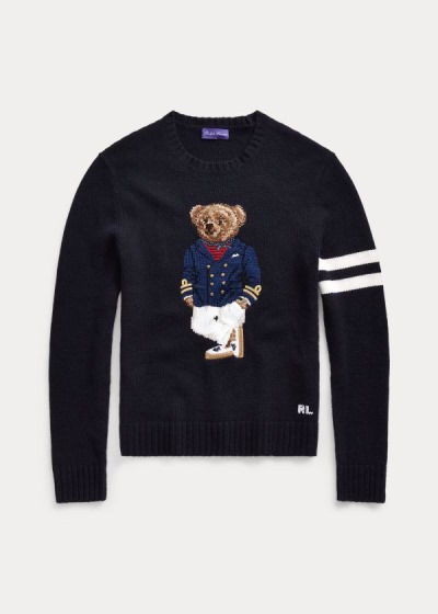 Ralph Lauren Bear Cashmere-Blend Striktrøje Herre Danmark (ZMPTR4861)